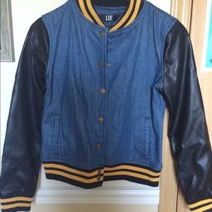 Pacsun LUE Bomber Jacket Leather Denim SMALL