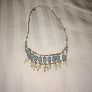 Turquoise and gold cross necklace