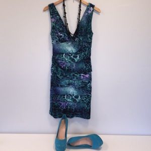 Colored leopard print bandage style dress