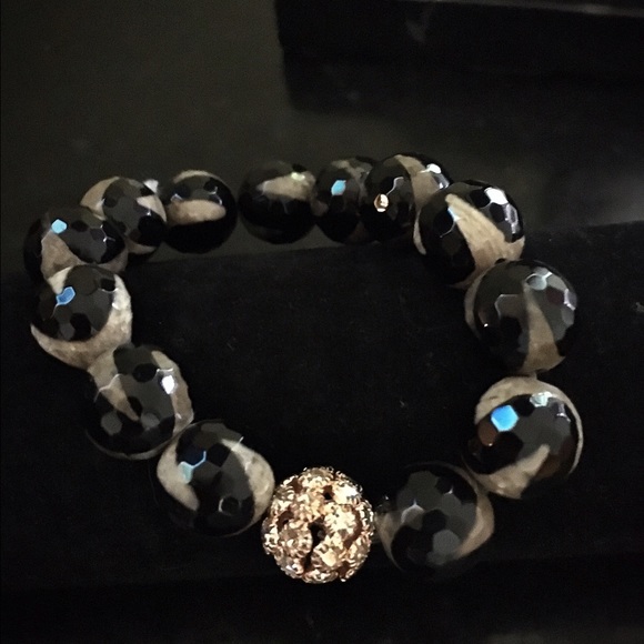 Black Agate bracelet faceted