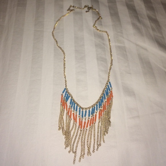 Gold long tassel necklace