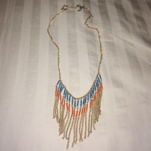 Gold long tassel necklace