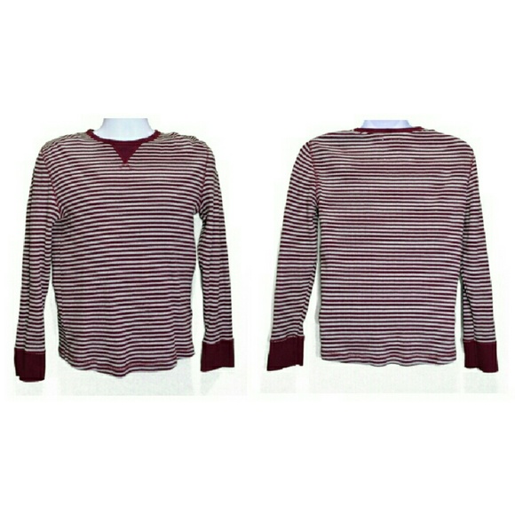 H&M Men's Burgundy Stripe L/S Shirt- size Small