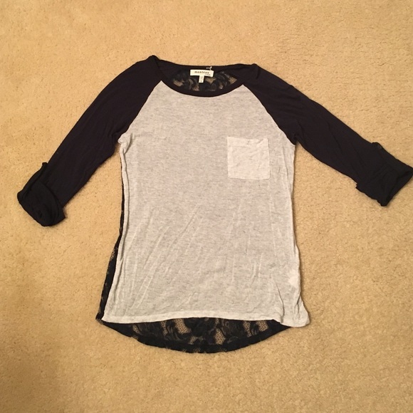 Cute 3/4 sleeve tee with Lacey back!