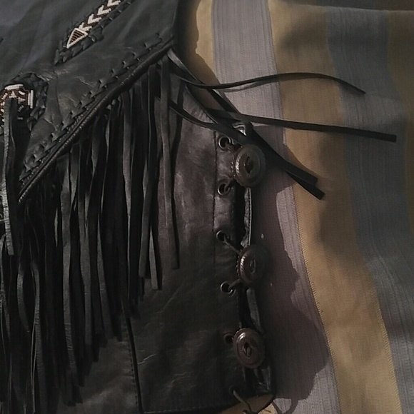 Beaded leather vest - Picture 3 of 3