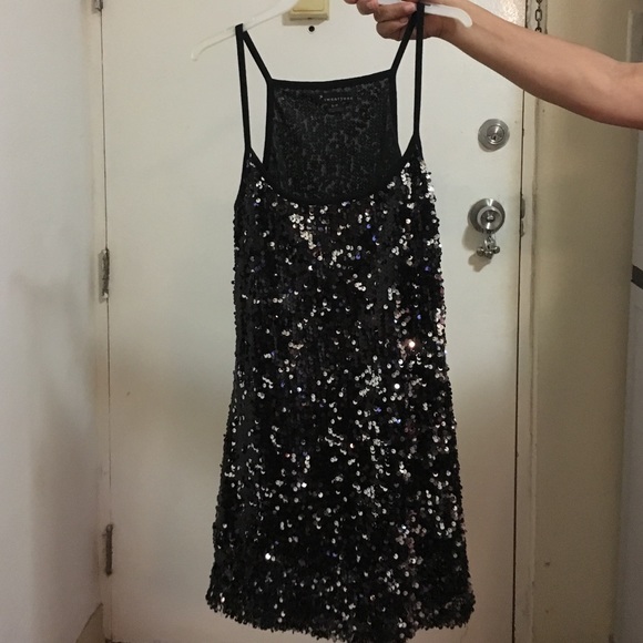 Black and silver sequined mini dress