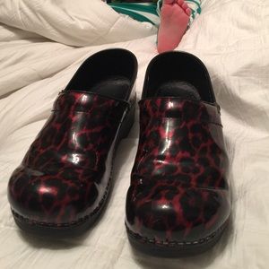Dansko red leopard clogs size 41 (US 11)
