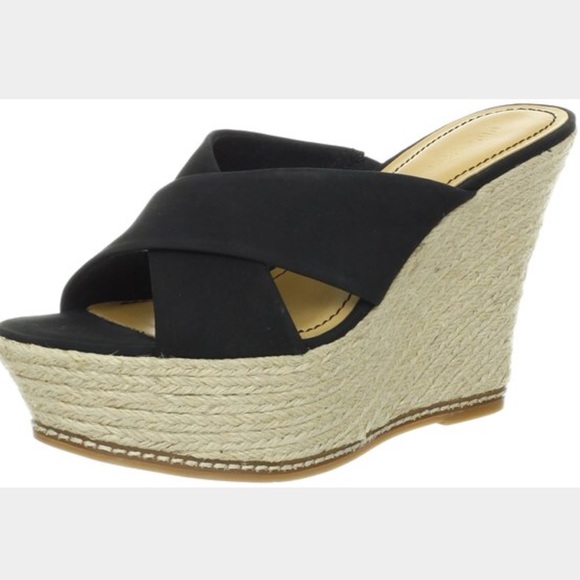 Nine West Shoes - Nine West Black Dashall Wedge Sandals Size 8.5