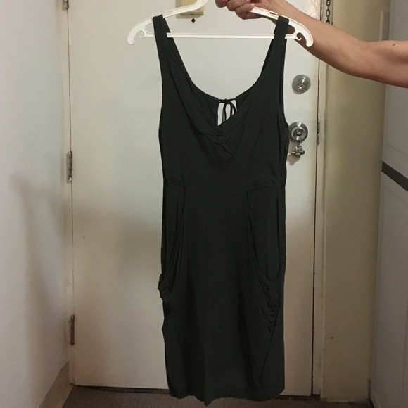 Olive green mini dress with pockets