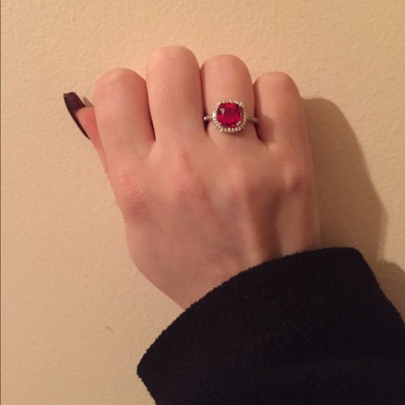 Ruby gemstone ring w/ Swarovski crystal elements