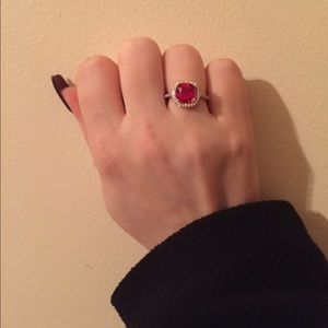 Ruby gemstone ring w/ Swarovski crystal elements