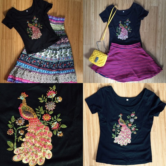 Peacock sequined tee