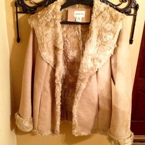 Tan faux suede/fur coat