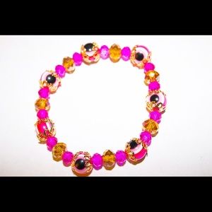 Hot Pink Evil Eye Bracelet