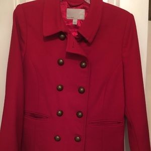 Red military style jacket