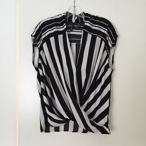 Mango woven stripe blouse