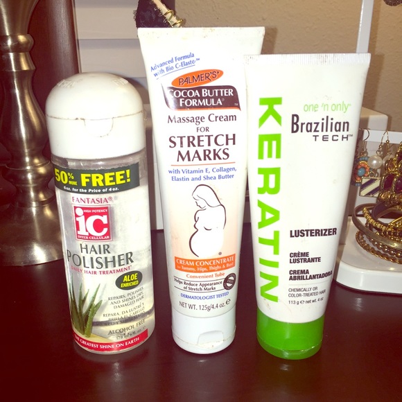 Palmers stretchmark cream,keratin hair,&polisher