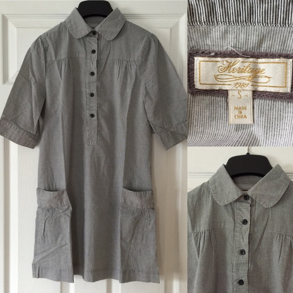 Grey pinstriped light cotton tunic/shirt dress