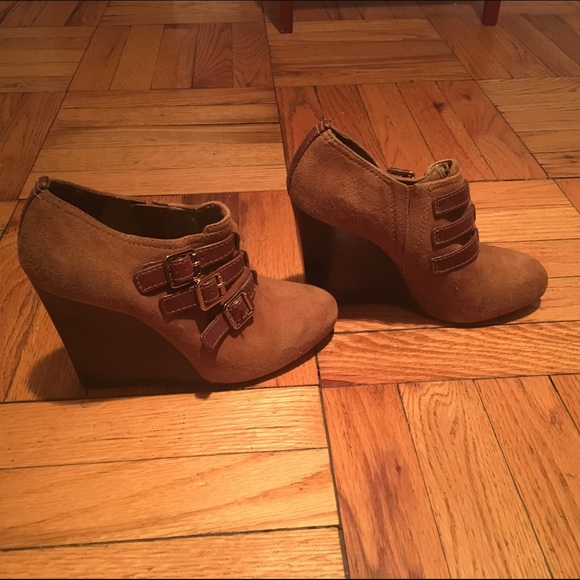 SOLD - Tory Burch Gabriel Tri-buckle Wedge Bootie
