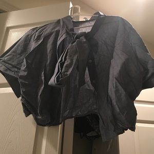 Linen denim with a bow 2pc set