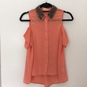Beaded cold shoulder blouse