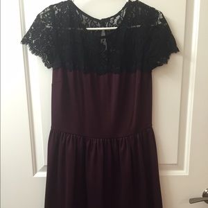 Kensie Lace Burgundy A-line Dress
