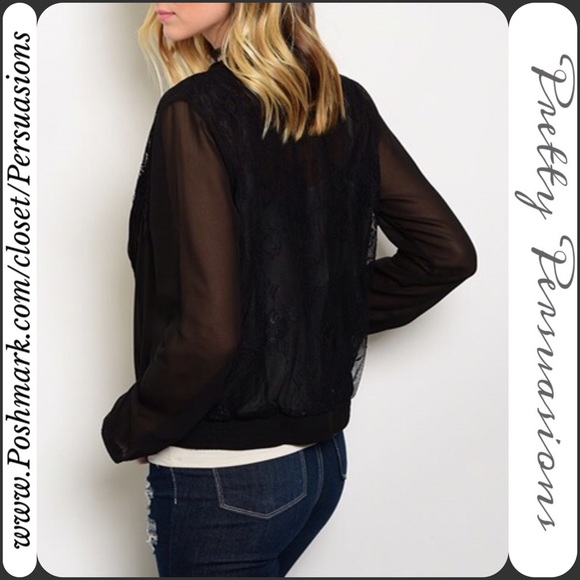 SOLD OUT 🌻NWT Black Sheer Lace Zip Front Jacket - Picture 2 of 4