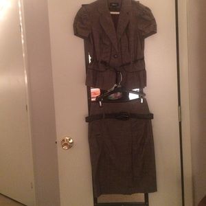 Brown two piece skirt suit