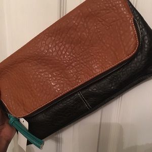 Two toned foldover clutch