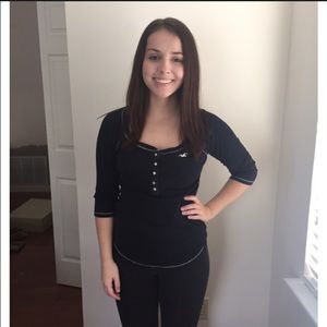 Navy Blue Hollister Henley Shirt