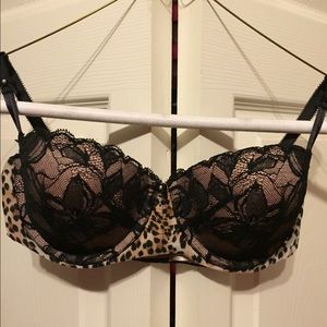 Victoria's Secret black cheetah balconet bra 34C
