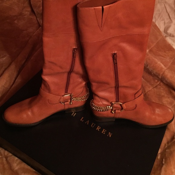 Lauren Ralph Lauren Brown Leather Harlee Riding Women Brown Lauren, Ralph Lauren boots