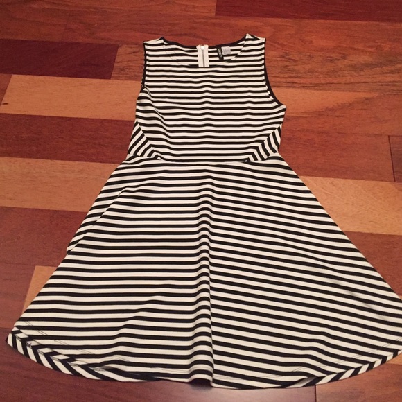 Black and white striped dress
