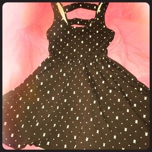 Black polka dot and skull dress
