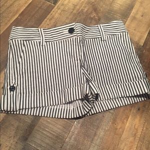 Black and white striped shorts