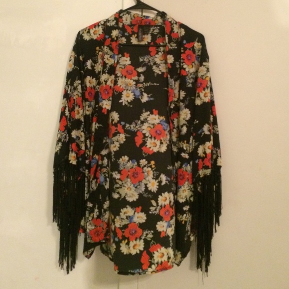 Flower,sleeve fringe kimono
