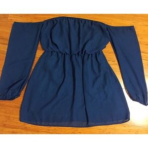 Navy Blue Off The Shoulder Dress (Medium)