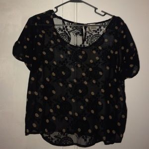 lace back pocka dot top. In perfect condition!