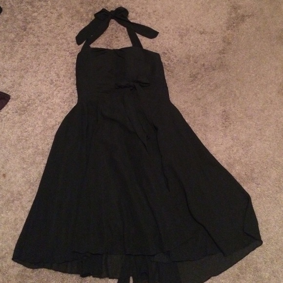 Black halter dress.