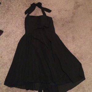 Black halter dress.