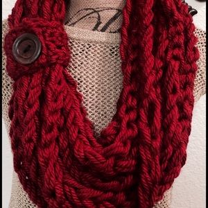 Handmade Crochet Loop Scarf with button.