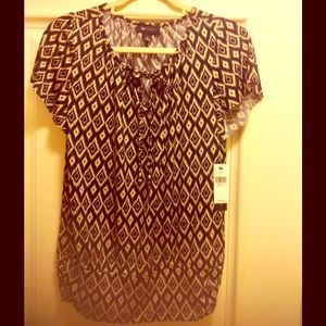 AB Studio beautiful diamond-print knit top, size S