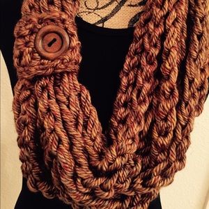 Handmade Crochet Loop Scarf with button.