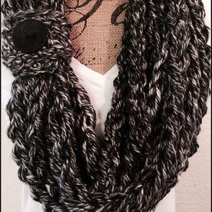 Handmade Crochet Loop Scarf with button.