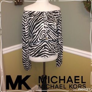 ❌SOLD❌Michael Kors Zebra Print Peasant Blouse