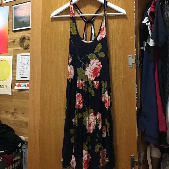 UO Floral Fit & Flare with Open Back