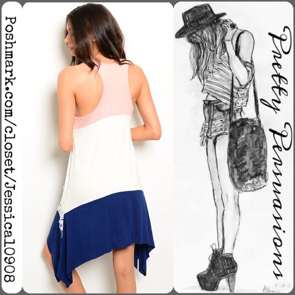 SOLD NWT Sleeveless Color Block & Lace Trim Dress - Picture 2 of 2