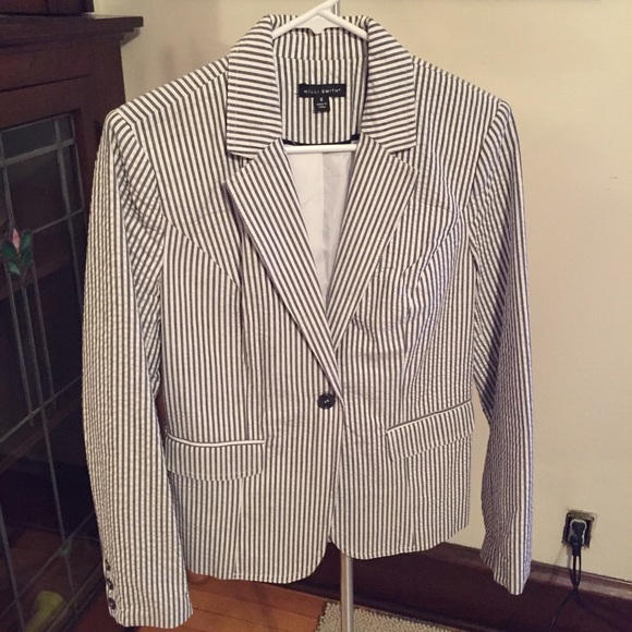 Seersucker Blazer - Gray & White - size 6