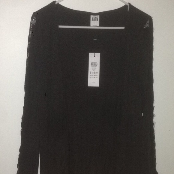 NWT Black lightweight cardigan with lace detailing