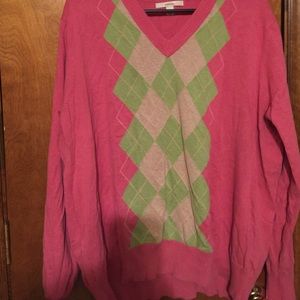 Merona women's pink & green v-neck sweater
